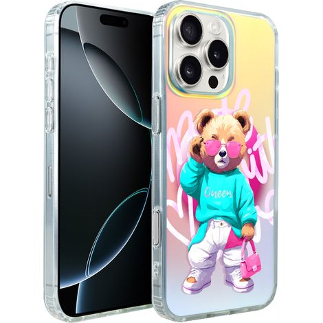 iPhone 16 Pro Max ibizu California Sunset Hülle mit MagSafe, Farbwechsel, Pink Queen, stylischem Teddybärenmotiv (1/5)