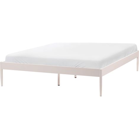 Beliani Bed Metal Light Beige Steel 160x200 Modern Minimalist EU King Size Powder Coated, Holds up to 250 kg, 167 x 206 x 38 cm VAURS (1/5)