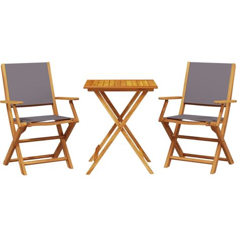Maison Exclusive - Set da Bistrot 3pz Antracite in Tessuto e Legno Massello