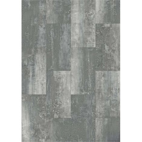 Suelo vinílico SPC Click Ralon, efecto cemento, estructura mineral, Gris Oscuro, con Aislamiento Acústico Paquete de 12 baldosas (2,230 m²) (1/5)
