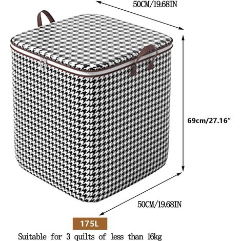 Sac De Rangement Pour Vêtements - 180 L - Tissu Non Tissé - Fermeture Éclair Double - Poignée Renforcée - Pliable
