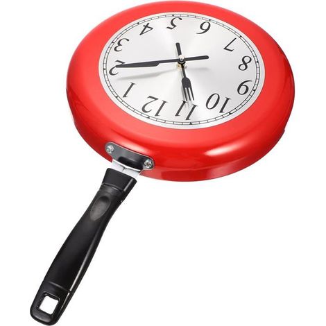 Horloge murale originale forme poêle avec pendule, décoration cuisine maison design créatif (1/4)