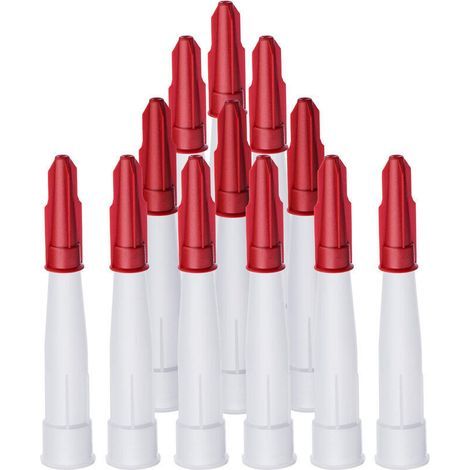 12 embouts applicateurs en silicone refermables pour calfeutrage – blanc et rouge, lot de 12 capuchons compatibles avec buses standard (1/4)