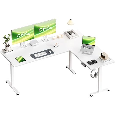 Electric Sitting Standing Corner Desk, 63 x 120 cm, White (1/5)