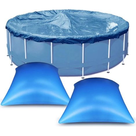 Coussin d'hiver pour piscine hors sol 1,2 x 1,2 m, matelas gonflable carré en 2 parties, compatible avec les piscines hors sol, housse de protection contre le gel et accessoires. (1/4)