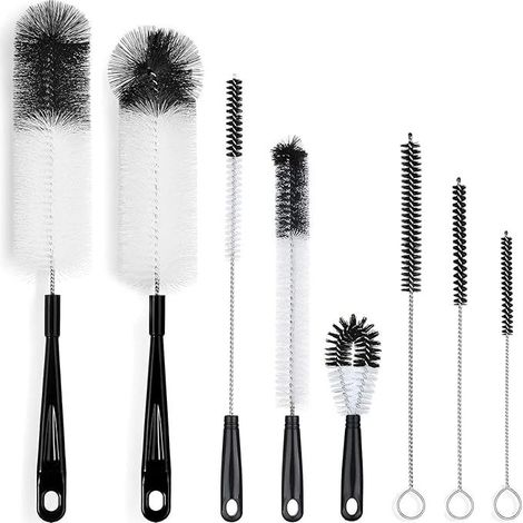 Ensemble de 8 goupillons pour bouteilles - Goupillon - Brosse de nettoyage - Plastique - Noir (1/5)