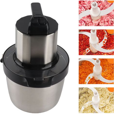 Picadora de carne eléctrica de acero inoxidable, 1500 W, capacidad de 6 l, 3 velocidades, multifuncional para carne y verduras. (1/5)