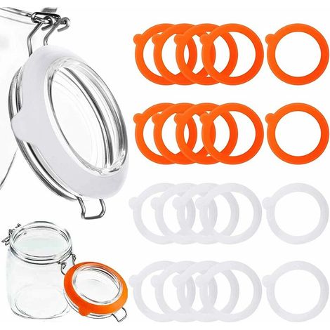20pcs Replacement Rubber Seals, Jar Seals, Reusable Rubber Seal, Mason Jar Seal Can Prevent Leaks, for Mason Jars, Mason Jars (White, Orange) (1/5)