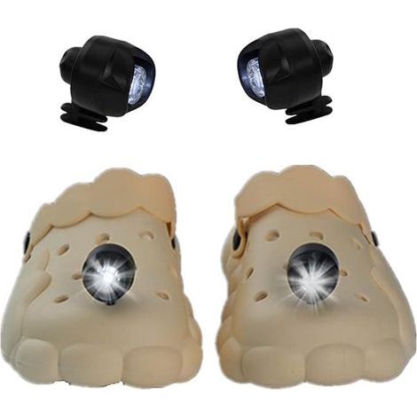Lumières de chaussures (noir), set de 2 décorations de chaussures, petite LED imperméable à l'eau, accessoire crochet mignon, sports de plein air, gadgets amusants pour adultes et enfants (1/5)