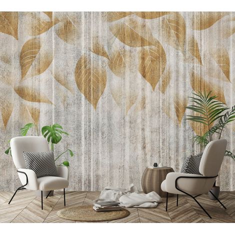 Vlies Fototapete Blätter 400x280 cm, Tapeten, für Wohn und Schlafzimmer, Vliestapete Wandtapete Tapete 3D Effekt- inkl. Kleister - Boho Natur botanisch, WallArena (1/4)