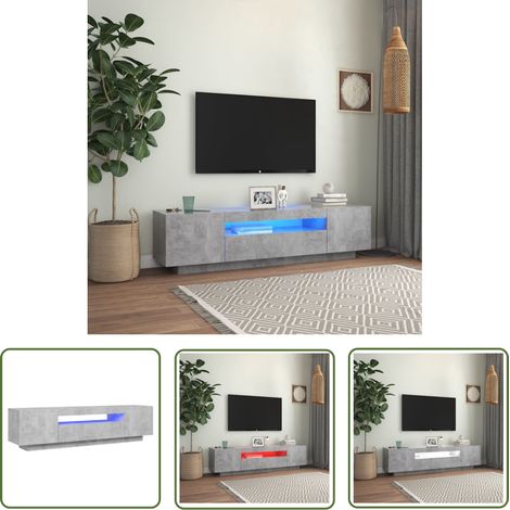 TV-Ständer - vidaXL TV-Schrank mit LED-Beleuchtung Betongrau 160x35x40 cm - Betonfarbe (1/5)