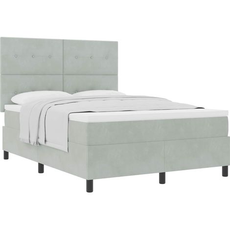 Maison Exclusive - Letto a molle con materasso Grigio chiaro 140 x 190 cm Velluto