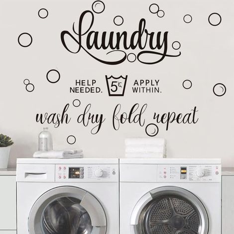 Stickers Muraux Bulles de Savon Autocollant Mural Lessive Laundry Citations Lettres Deco Stickers Salle de Bain Décoration (1/5)