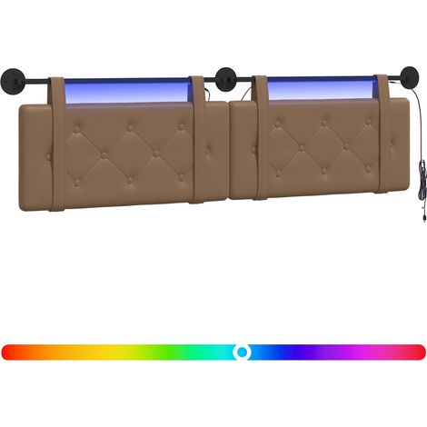 Cabecero colgante Con luz LED Capuchino Cuero sintético vidaXL