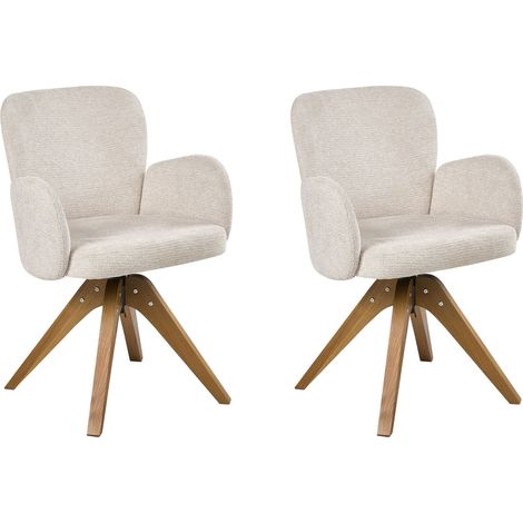 Esszimmerstuhl 2er Set drehbar JEAN Stoff Hellbeige (1/5)