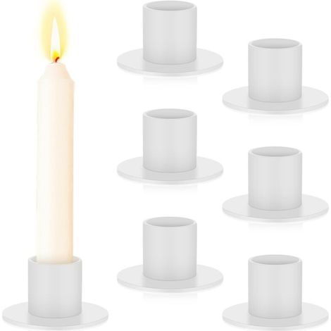 Metall-Kerzenhalter, 6er-Set, moderne Metall-Kerzenhalter, Kerzenständer, Kerzenhalter, für Tischdekorationen, Partys, Hochzeiten, Abendessen, Wohndekoration, Weiß (1/5)