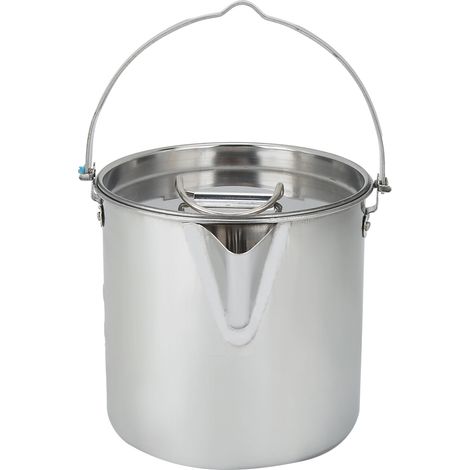 Bouilloire de camping portable en acier inoxydable - Capacité de 1,2 L