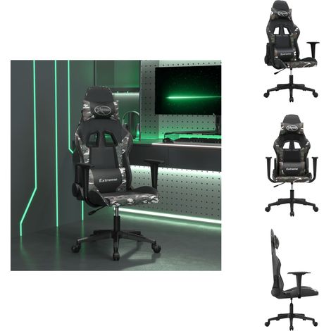 Chaise de jeu de massage Noir et camouflage Similicuir - Chaise Gaming - Fauteuil Gamer - Chaise Bureau - Chaise Ergonomique - Fonction Massage (1/5)