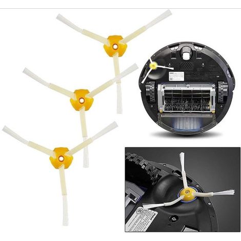 Bürstenset für Saugroboter – Seitenbürstenaufsatz für Saugroboter – Ersatzteilset – passend für iRobot Roomba 800/900 Saugroboter – 3-teilig – gelb (1/4)