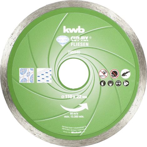 Fliesenlegerwerkzeug kwb cut-fix Diamantscheibe 110 mm Turbo (1/2)