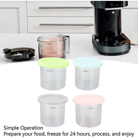 BPA-free plastic ice containers for Ninja NC299AMZ and NC300S – Pack of 4 (600 ml, ABS/PC, blue/grey/green/pink) (1/4)
