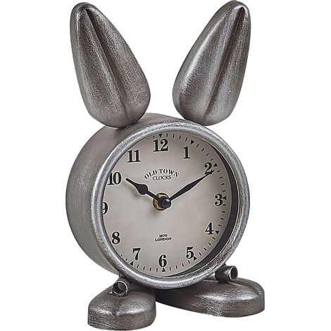 Orologio da Scrivania Metallo Forma di Coniglietto Argento Thusis