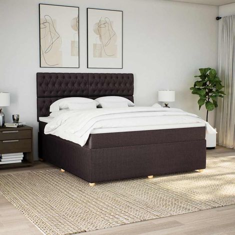 vidaXL Sommier à lattes de lit avec matelas Marron foncé 180x200 cm (1/5)