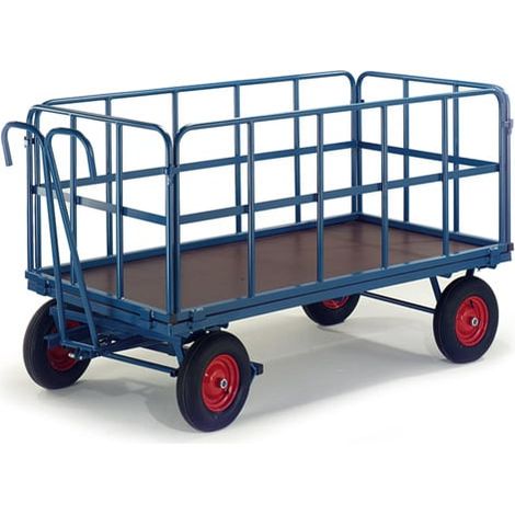 Rollcart Handpritschenwagen mit Rohrgitterwänden 1130x730x410mm Vollgummi