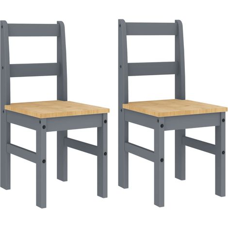Lot de 2 Chaises à manger,Chaise de cuisine Panama gris bois massif de pin CFW58406 (1/5)