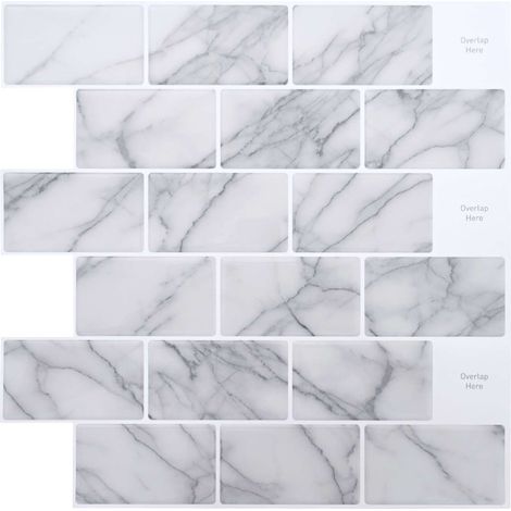 vidaXL Carreau de métro 20 pcs Marbre blanc 30 x 30 cm