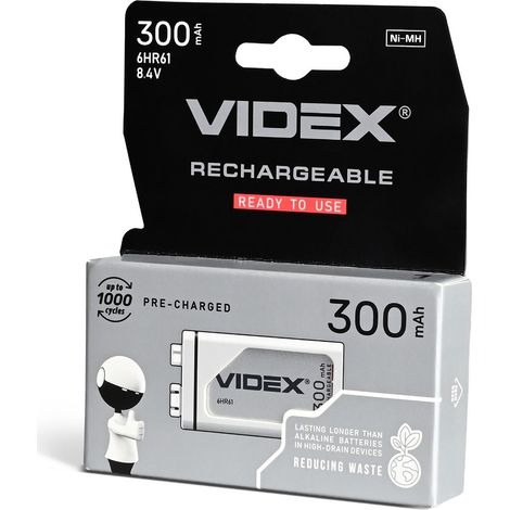 1 batterie Videx 8,4 V 300 mAh 6HR61 nickel-métal hydrure