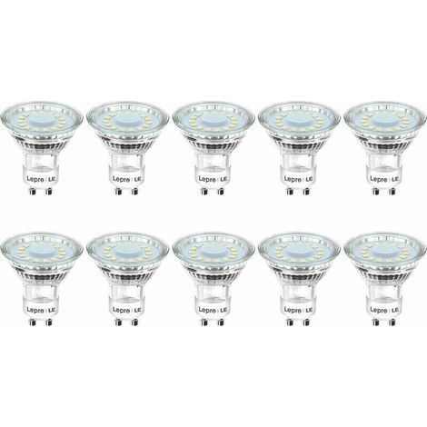 GU10 4W LED-Lampen, entspricht 50W Halogenlampen, 5000K kaltweißes Licht, 325lm Helligkeit mit einem breiten Abstrahlwinkel von 110°. Packung mit 10 LED-Spotlampen. (1/5)