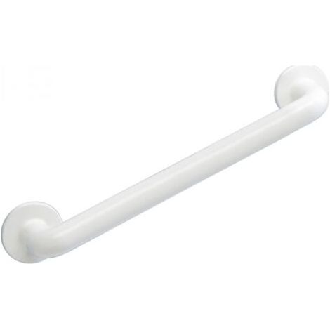 Poignée de sécurité murale, 40 cm, main courante dans la salle de bain et les toilettes, percée pour fixation, 40x2.5x8 cm, blanc (1/4)