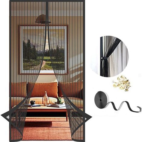 (90x210cm) Moustiquaire magnétique pour porte, moustiquaire automatique pour porte de balcon, porte coulissante, porte-fenêtre, 90x210cm (1/5)