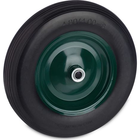 Roue de brouette 38,5 x 8 cm poids léger capacité 120 kg confort de manutention en PU noir (1/5)