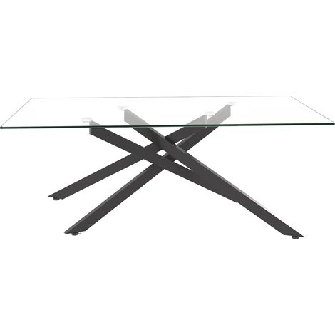 Rechteckiger Couchtisch aus gehärtetem Glas, schwarz, 120x60x46 cm (1/5)