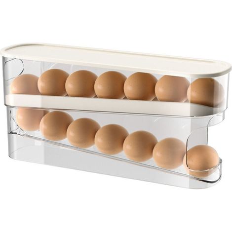 Sinbinta – Distributeur d'œufs pour réfrigérateur – Boîte à œufs transparente en PET – Rangement peu encombrant – Contient 12 œufs standard (1/5)
