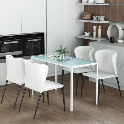 Esstisch Küchentisch 120 cm 60 cm 75 cm Glas Weiß OKMYHOME (1/5)