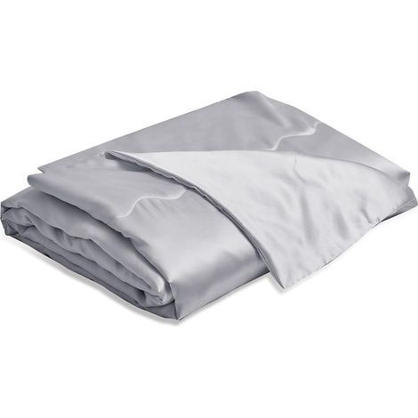 Couverture en satin 200 x 200 cm gris - Plaid de canapé rafraîchissant en soie soyeuse - Couverture d'été légère, douce, lisse, brillante en satin - Couvre-lit/plaid câlin pour lit (1/5)