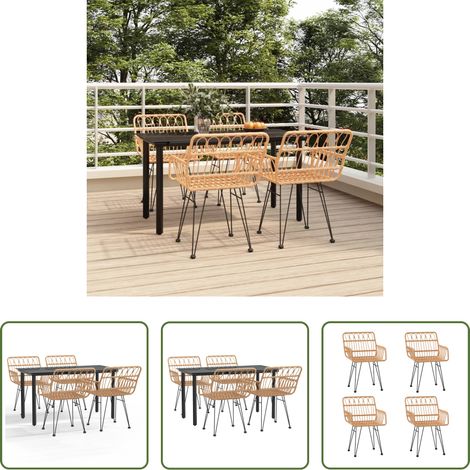 Salle à manger de jardin - Ensemble à manger de jardin 5pcs Résine tressée (1/5)