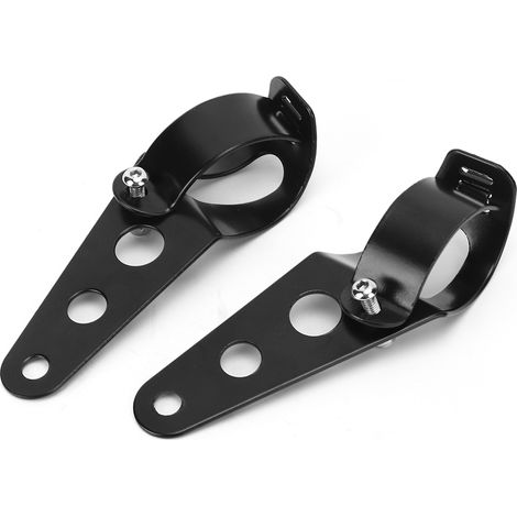 Support universel pour phare moto, 2 pièces supports de montage fourche, adaptation tube 35-43mm/1.4-1.7in, colliers de fixation tête de lampadaire en alliage, kit accessoires moto. (1/5)