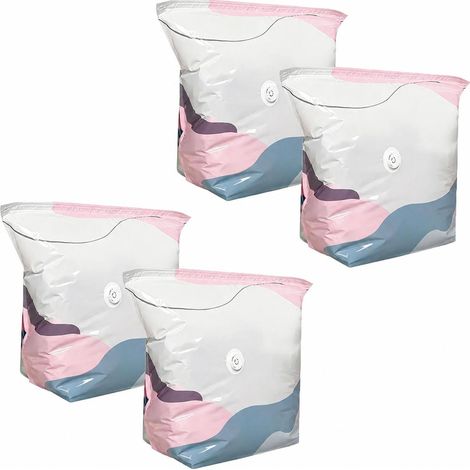 Bolsas de almacenamiento al vacío: juego de 4 cubos grandes con cierre a presión. Ahorran espacio gracias a la compresión sin bomba, ideales para ropa, ropa de cama, edredones y artículos de temporada (1/5)