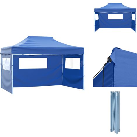 Faltzelt mit 3 Seitenteilen 3x4,5 m Blau - Partyzelt - Outdoorzelt - Sonnenschutz - Gartenzelt - Pavillon (1/5)