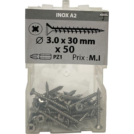 50 vis agglo 3x30mm fraisée Pz inox A2 Viswood