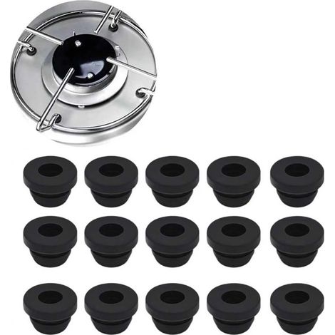 Lot de 20 pieds pour cuisinière à gaz - Pieds en caoutchouc résistant à la chaleur - Accessoires pour plaque de cuisson - Support de casserole avec embout en caoutchouc - Pièces de rechange - Noir - P (1/5)