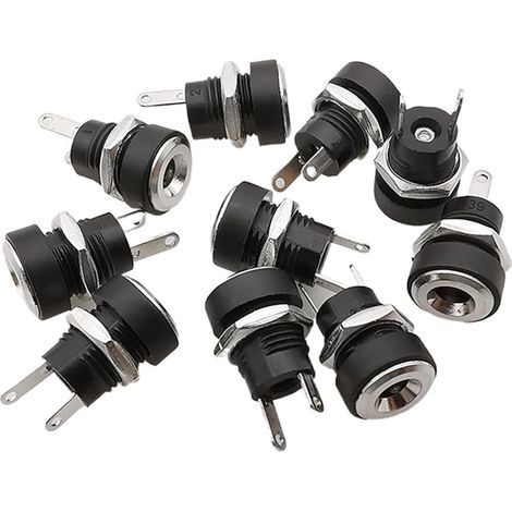 Connettore di alimentazione CC 022B da 3,5 x 1,3 mm, connettore femmina a 2 pin per montaggio a pannello. (10 pezzi) (1/5)