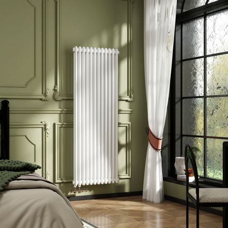 AICA Traditioneller 2-Säulen Heizkörper 1500x560mm Weiß aus Stahl