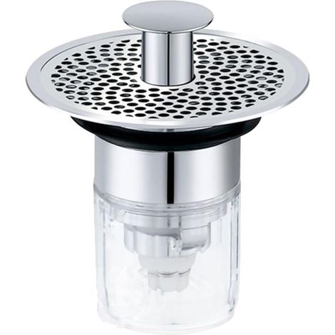 Bouchon de lavabo - inox/ABS - bouton-poussoir - pour vasque (1/5)