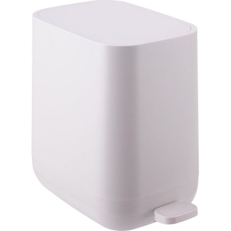 Poubelle, 7 L, fermeture douce, seau intérieur amovible, plastique mat, poubelle à pédale étroite, beige (1/5)