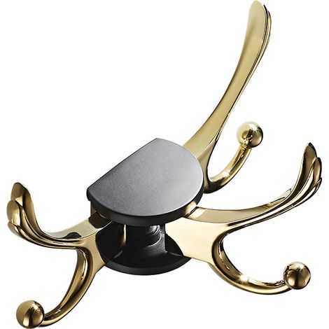 Wall-mounted coat rack, European-style swivel hook, 3-hook swivel hook (black and gold) (1/3)